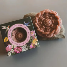 Pink intricately carved floral handmade soap bar from Michele Scott for daily wash