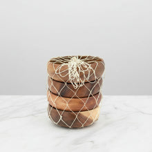 Set of 4 rustic calabash acacia bowls in bag