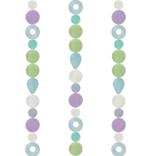 Handmade eco-friendly capiz strand necklace with pastel lavender mint green light blue and white beads handcrafted