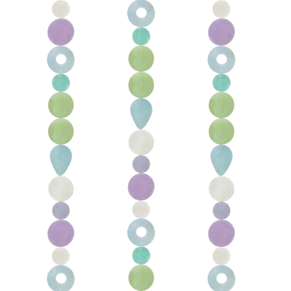Handmade eco-friendly capiz strand necklace with pastel lavender mint green light blue and white beads handcrafted