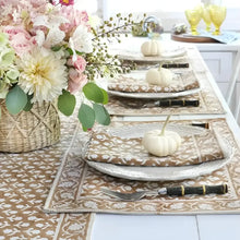 Caramel Block Print Napkin - Set of 4 - Napkins