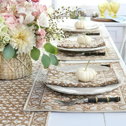 Caramel Block Print Placemat - Set of 4 - Placemat