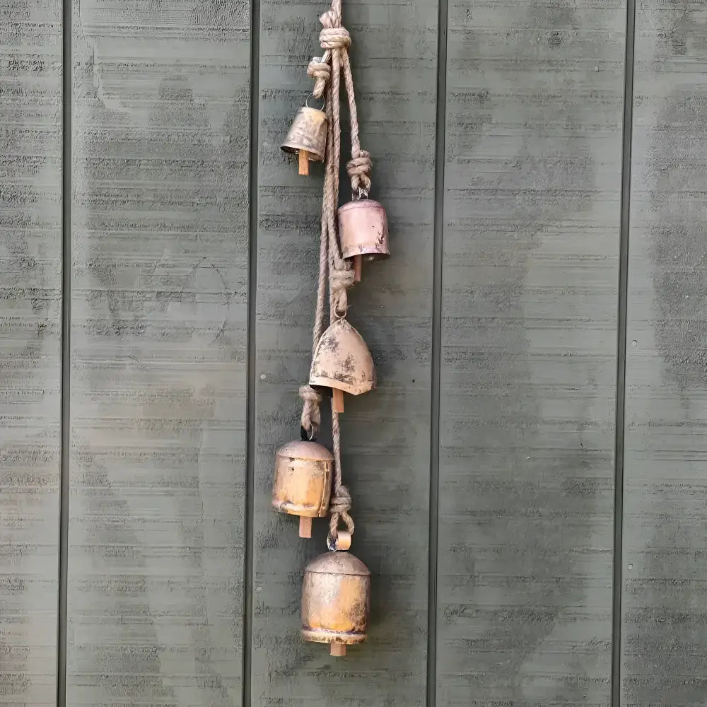 cascading bells on a wooden background