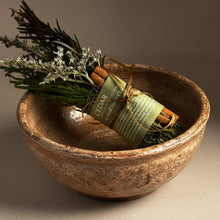 Handcrafted cedar smudge stick with rosemary, thyme, cinnamon