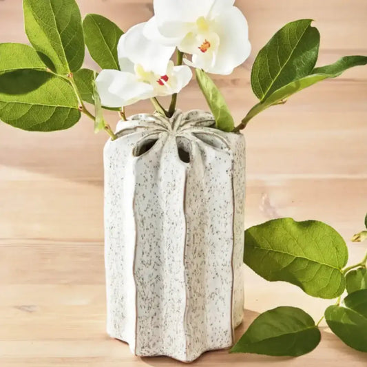 Everyday Flower Frog Vase on a wooden surface with flowers in it