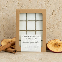 Aster plus Indigo Candle Co cinnamon spiced apples coconut-soy wax melts with buttery pastry scent in amber jar