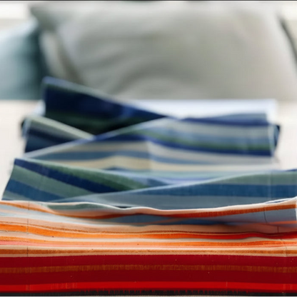 A handmade climate warming ethiopian striped table runner