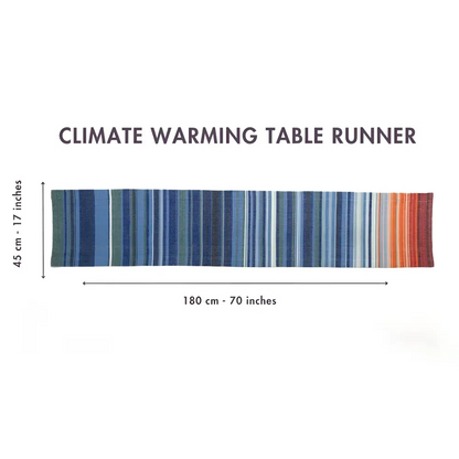 Climate warming handmade ethiopian table runner with long stripes in a gradient of blues and oranges