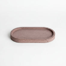 Handmade concrete terrazzo oval tray with earthy speckled coasters