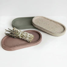 Handcrafted Concrete Terrazzo Oval Tray in Matte Terracotta