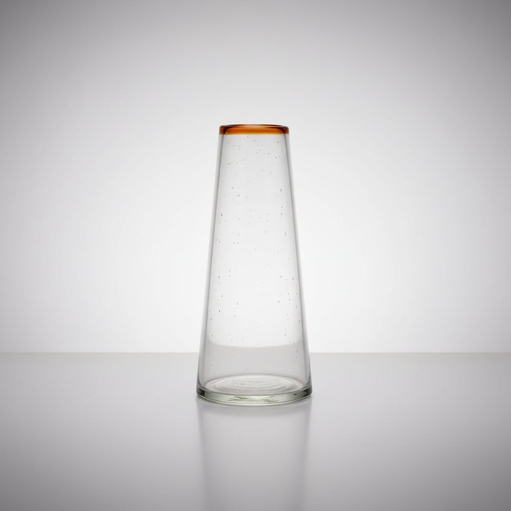 Modern conical vase with orange rim, stylish home decor accent