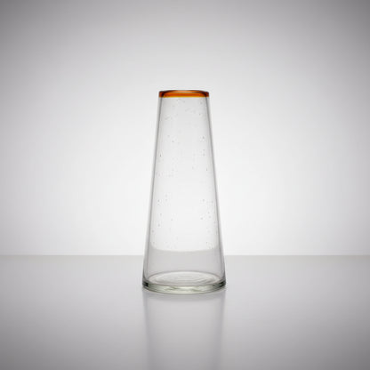 Modern conical vase with orange rim, stylish home decor accent