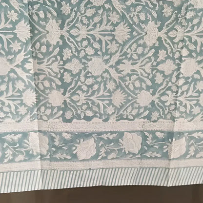 Cotton Block Print Tablecloth ~ Mockingbird - Tablecloth