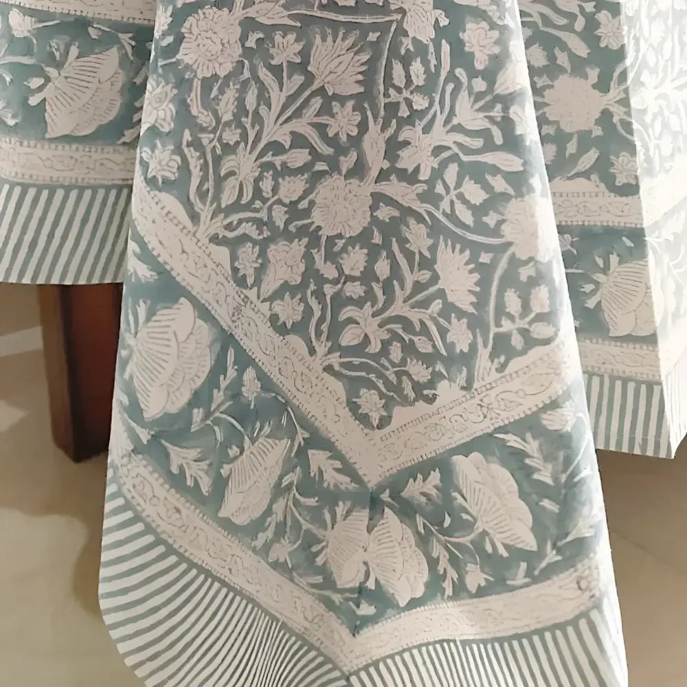 Cotton Block Print Tablecloth ~ Mockingbird - Tablecloth