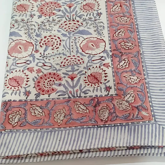 Cotton Block Print Tablecloth ~ Roseate Spoonbill - Tablecloth