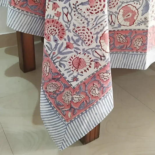 Cotton Block Print Tablecloth ~ Roseate Spoonbill - Tablecloth