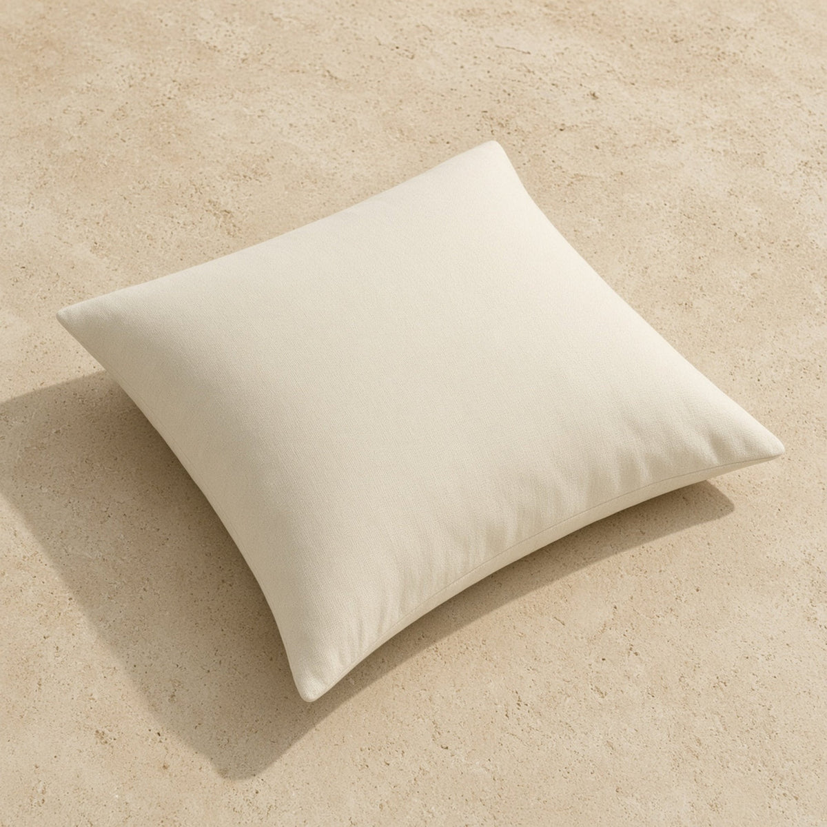 Cream-colored linen pillow cover with soft textured cotton and linen fabric in chalk color for cozy decor