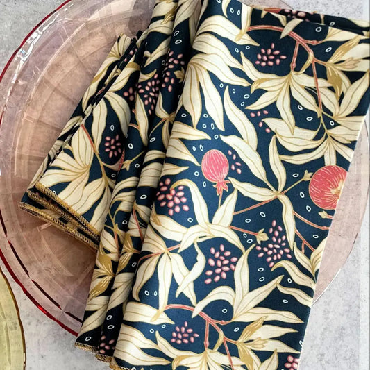 Patterned napkins on a textured surface