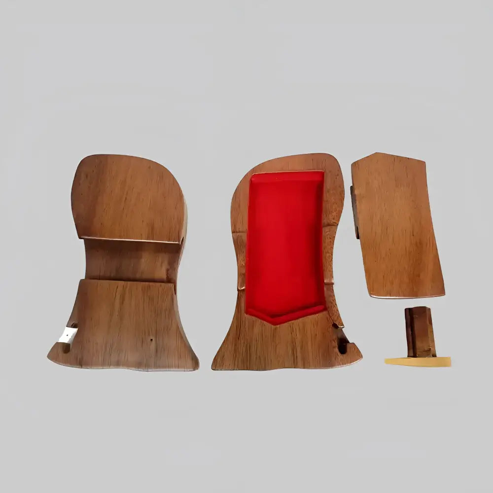 Wooden gift box with rich brown finish and red velvet interior from carver dans divine angel keepsake gift box