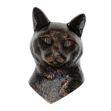 Dark bronze cat door knocker sculpture with textured fur from Dog and Cat Door Knocker Collection