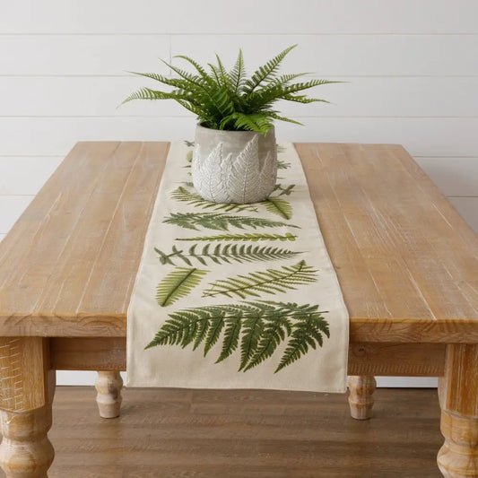 Embroidered Ferns Table Runner - 13’’x72’’ - Table Runners