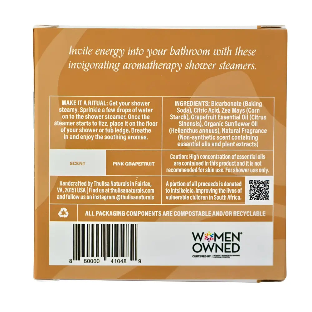 Pink grapefruit energize shower steamers 4-pack gift set in eco packaging