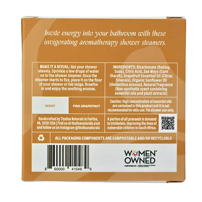 Pink grapefruit energize shower steamers 4-pack gift set in eco packaging