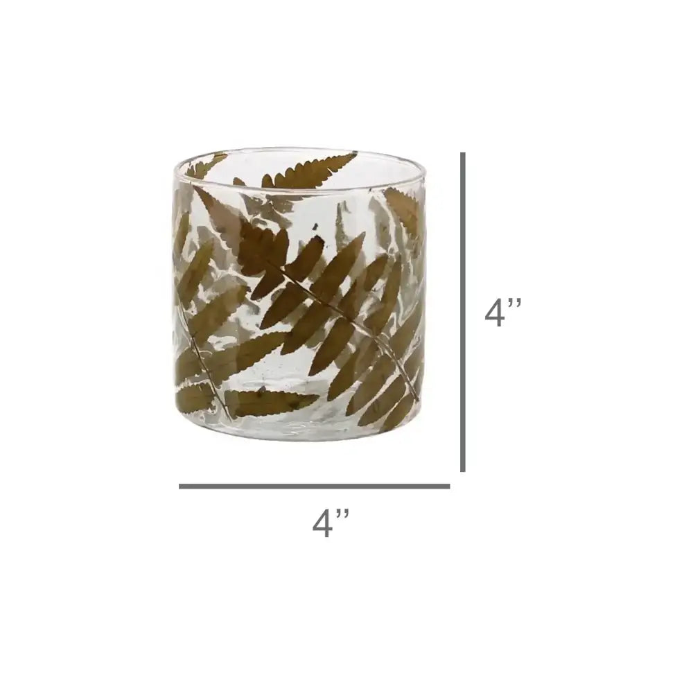 Fern Glass Hurricane - Medium - Candle Holder