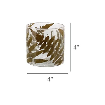 Fern Glass Hurricane - Medium - Candle Holder