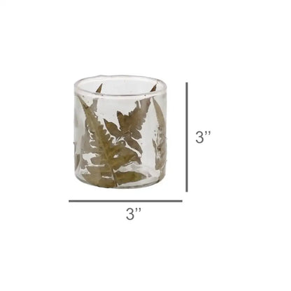 Fern Glass Hurricane - Small - Candle Holder