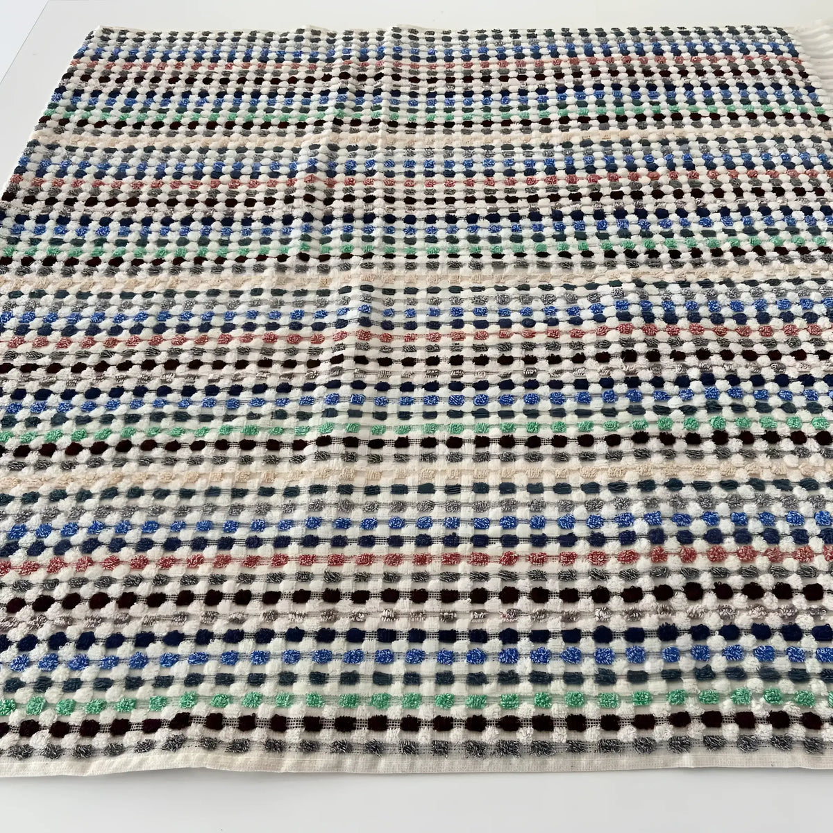 Colorful textured Flamingo Dotted Turkish Bath Towel with tasseled fringe and raised dots