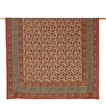 Light-colored Vines Large Tablecloth with floral pattern and traditional block print style