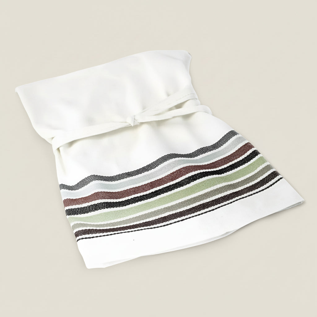 Handmade eco-friendly Four Brothers white multicolored striped cotton dish towel