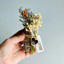 Good vibes bundle: white sage with evil eye charm berries and flowers