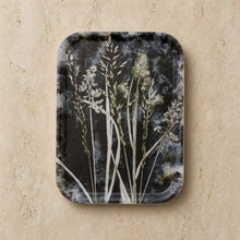 Rectangular charming small tray with black and white botanical grass print made from fsc-certified eco-friendly birch wood
