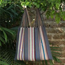Hand woven Las Rayas tote from Luz Collection in Chiapas Rain