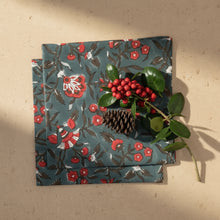 Dark teal hand block printed floral cotton napkins for fair trade home decor