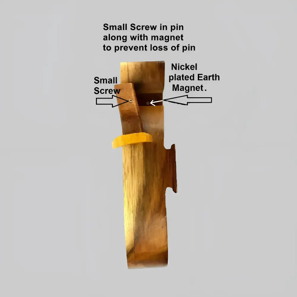 Wooden tree box with a hand-carved design featuring a wooden magnetic pin holder and nickel-plated earth magnet