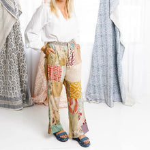 Hand-stitched lightweight eco-friendly patchwork lounge pants in floral patterns