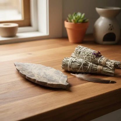 Gray handmade carved soapstone leaf dish shaped like a leaf perfect for serving or decor