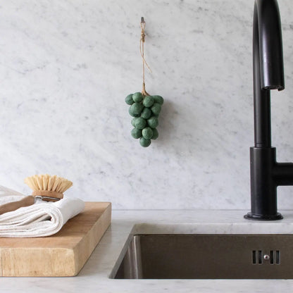 Handcrafted green grape soap, olive oil, hanging on wall hook