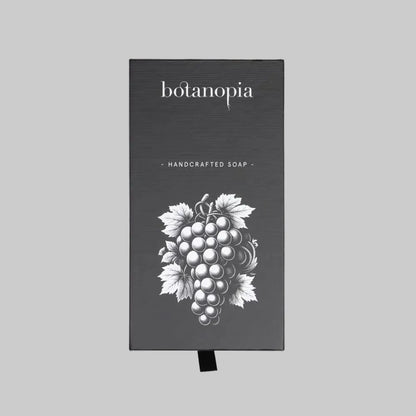 Botanopia handcrafted grapes soap box with grapevine illustration