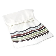 Handmade eco-friendly Four Brothers white multicolored striped cotton dish towel