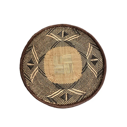 Handmade Binga Basket Wall Decor from Binga District with geometric pattern and natural fibers
