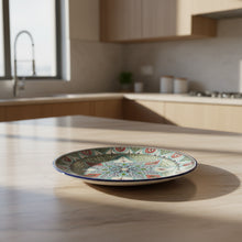 Handmade dinner plate with food-safe paint and floral patterns