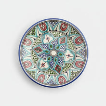 Handmade dinner plate with food-safe paint and intricate floral patterns