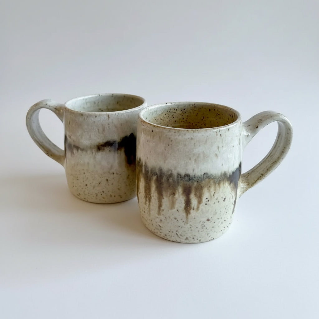Handmade ceramic mugs with a unique glaze combo and eco-friendly design from Borealis