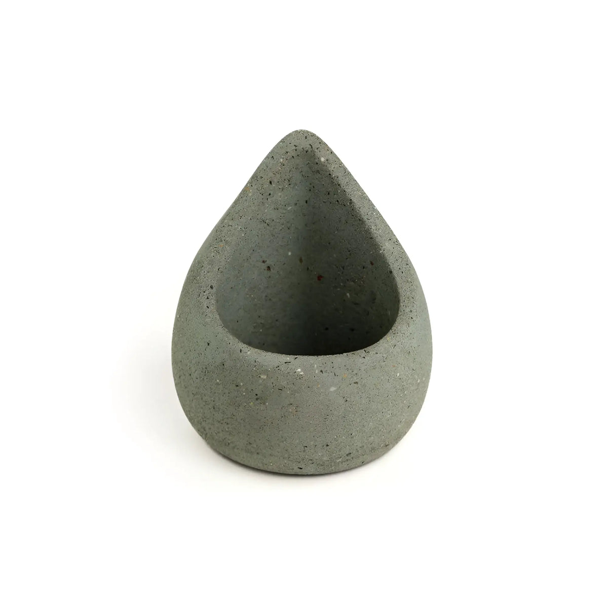 Gray handmade eco-friendly sage holder: teardrop concrete planter