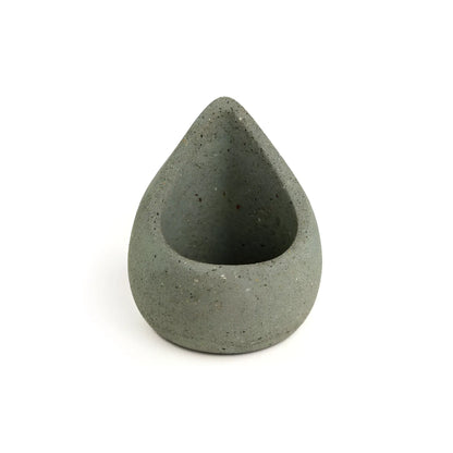 Gray handmade eco-friendly sage holder: teardrop concrete planter