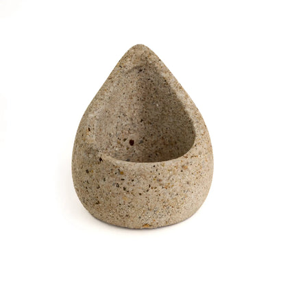 Handmade eco-friendly sage holder: beige teardrop concrete planter